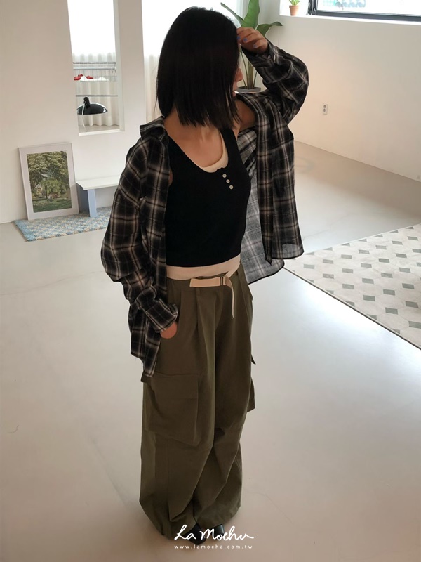 格紋襯衫口袋外套